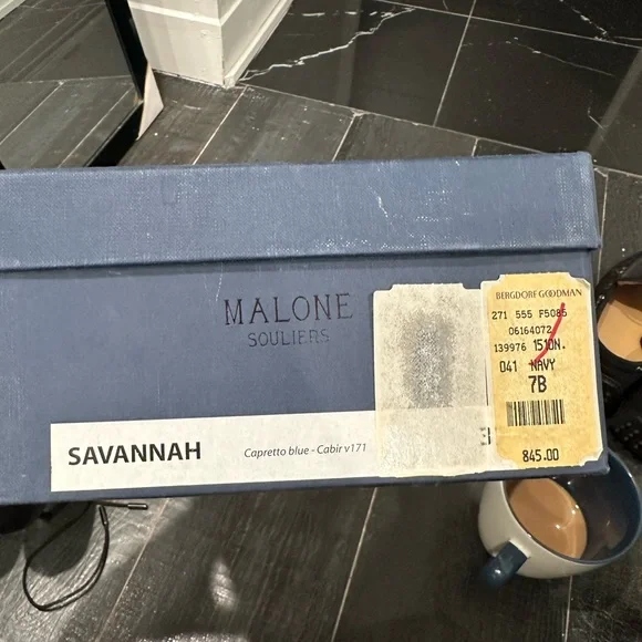 Malone souliers savannah capretto blue lace up heel size 37 - Picture 6 of 7